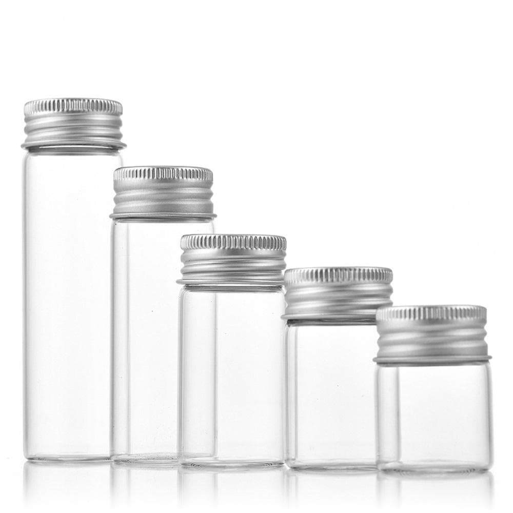 10/20/30/40/50ml Mini Klare Glasflasche mit Aluminiumverschluss Kleines Glas Kosmetikbehälter Reiseset Leere Nachfüllbare Flaschen Glas