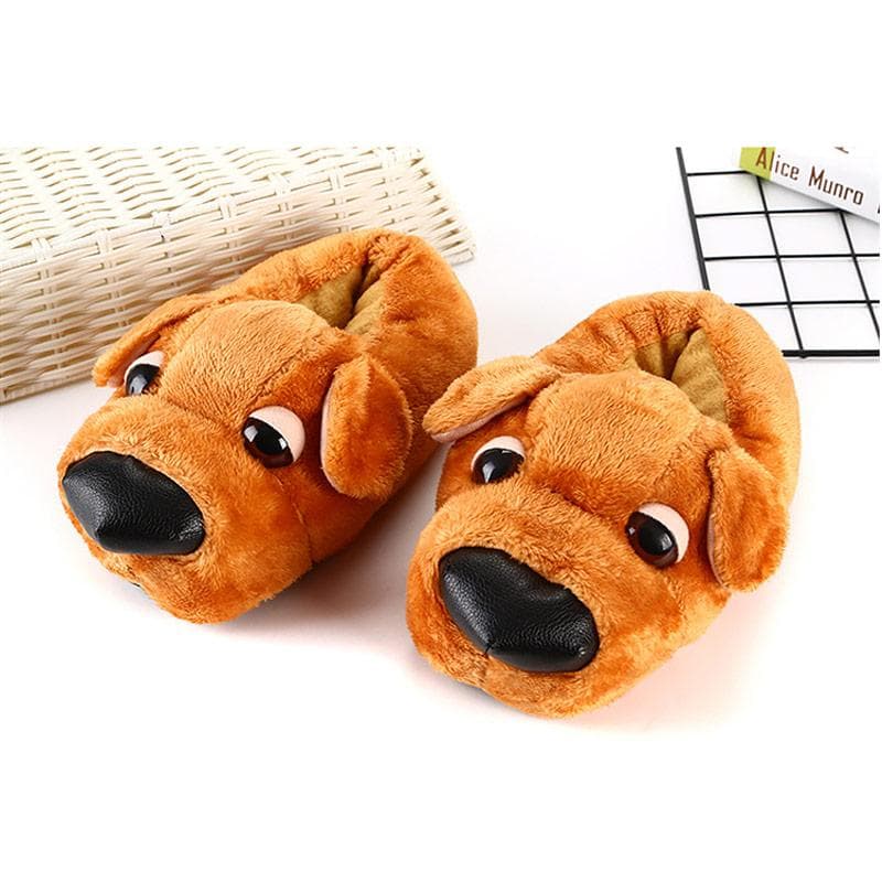 Niedliche flauschige Hundehausschuhe Damen 3D Tier Zuhause Fell Loafer Unisex Pantoletten Schuhe Neue Hausschuhe Familienpartnerlook Schuhe Welpe 40-4