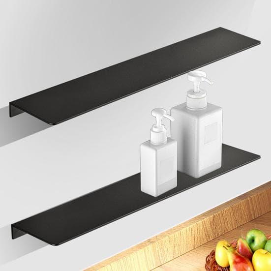 Wandmontage-Badezimmer-Schweberegal, stanzfrei, selbstklebend, robuste Aluminiumlegierung, multifunktionaler Aufbewahrungsregal-Halter, Organizer, Hei