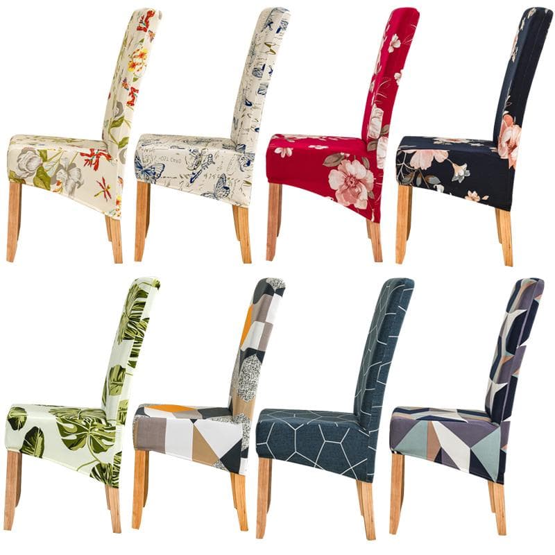 Stuhlhussen mit Blumenmuster und hoher Rückenlehne, XL/Übergröße, Stretch-Stuhlhussen für Esszimmer, Küche, Hotel, Hochzeit, Bankett,