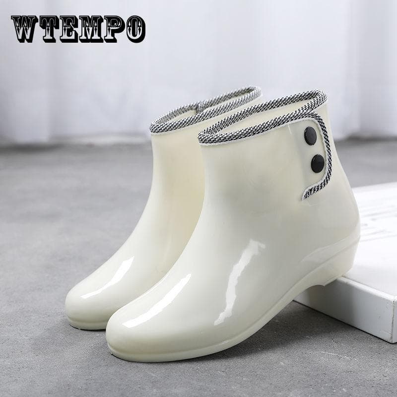 Sunny and Rainy Two-Wear Fashion Regenstiefel Damen Kurze Regenstiefel Erwachsene rutschfeste Wasserschuhe Frauen Küche Gummischuhe Plus Samt cm