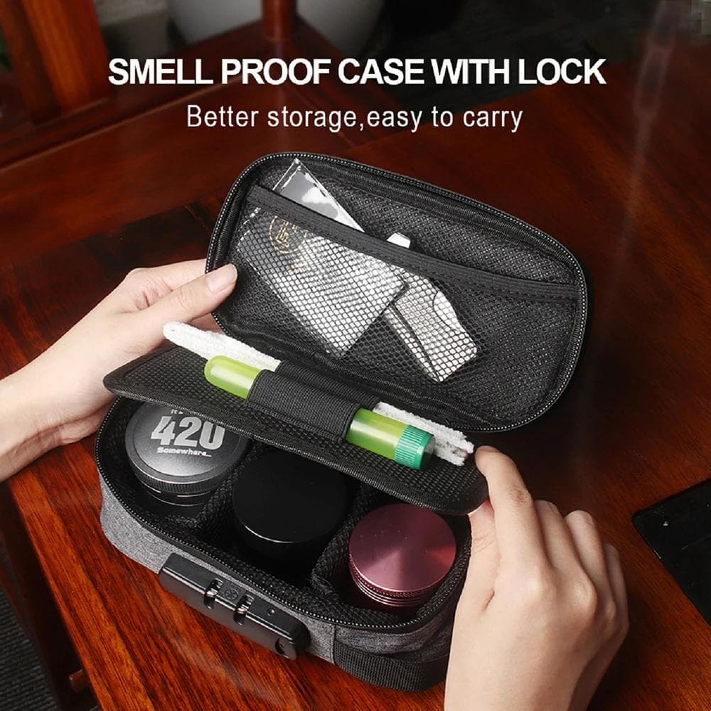 Geruchsdichte Tasche Großvolumig Mit Schloss Aktivkohle Deodorant Tasche Tragbare Pfeifentasche Bequem DROPSHIPPING licht grau