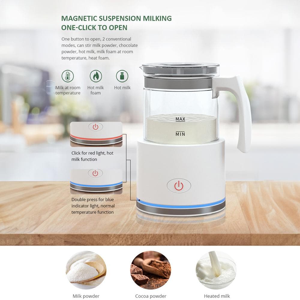 Abnehmbarer Milchaufschäumer, 250 ml, elektrischer Milchaufschäumer und Dampfgarer mit Touch-Steuerung, 600 W schwarz