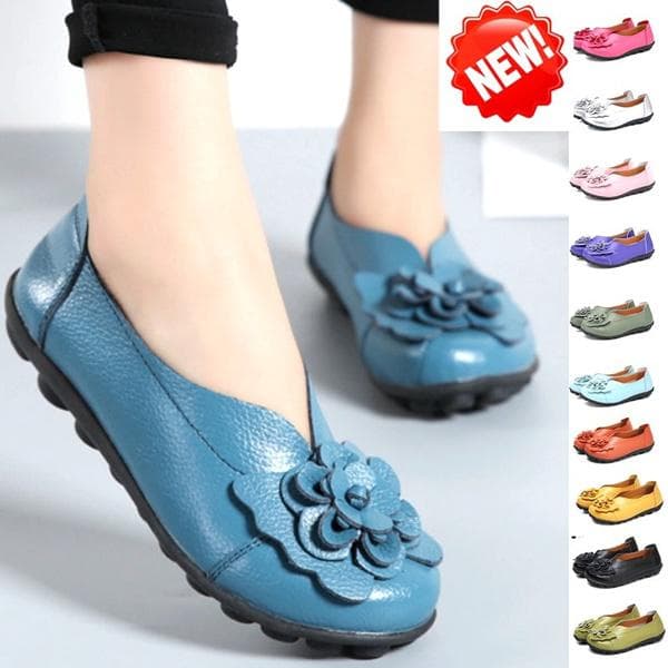 Damenmode Echtes Leder Blumenstil Ballerinas Slipper Einzelne Schuhe Sommer Atmungsaktiv Freizeitschuhe Damen Mokassins Schuhe Hausschuhe cm silber