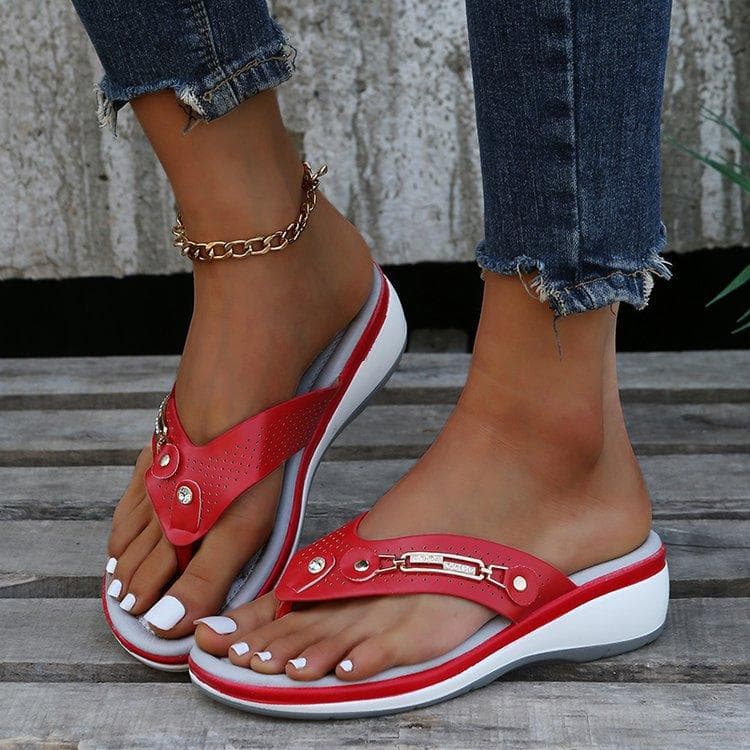2024 neue Damen-Hausschuhe, große Größe, Strand, Outdoor-Flip-Flops, täglich lässig, Herringbone-Damen-Keil-Hausschuhe cm
