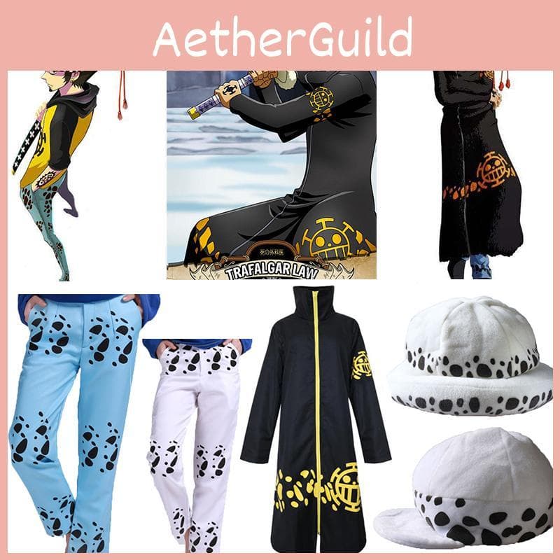 Stilvolles Trafalgar Law Cosplay-Outfit aus einem Stück mit Umhang, Hose und Hut cm