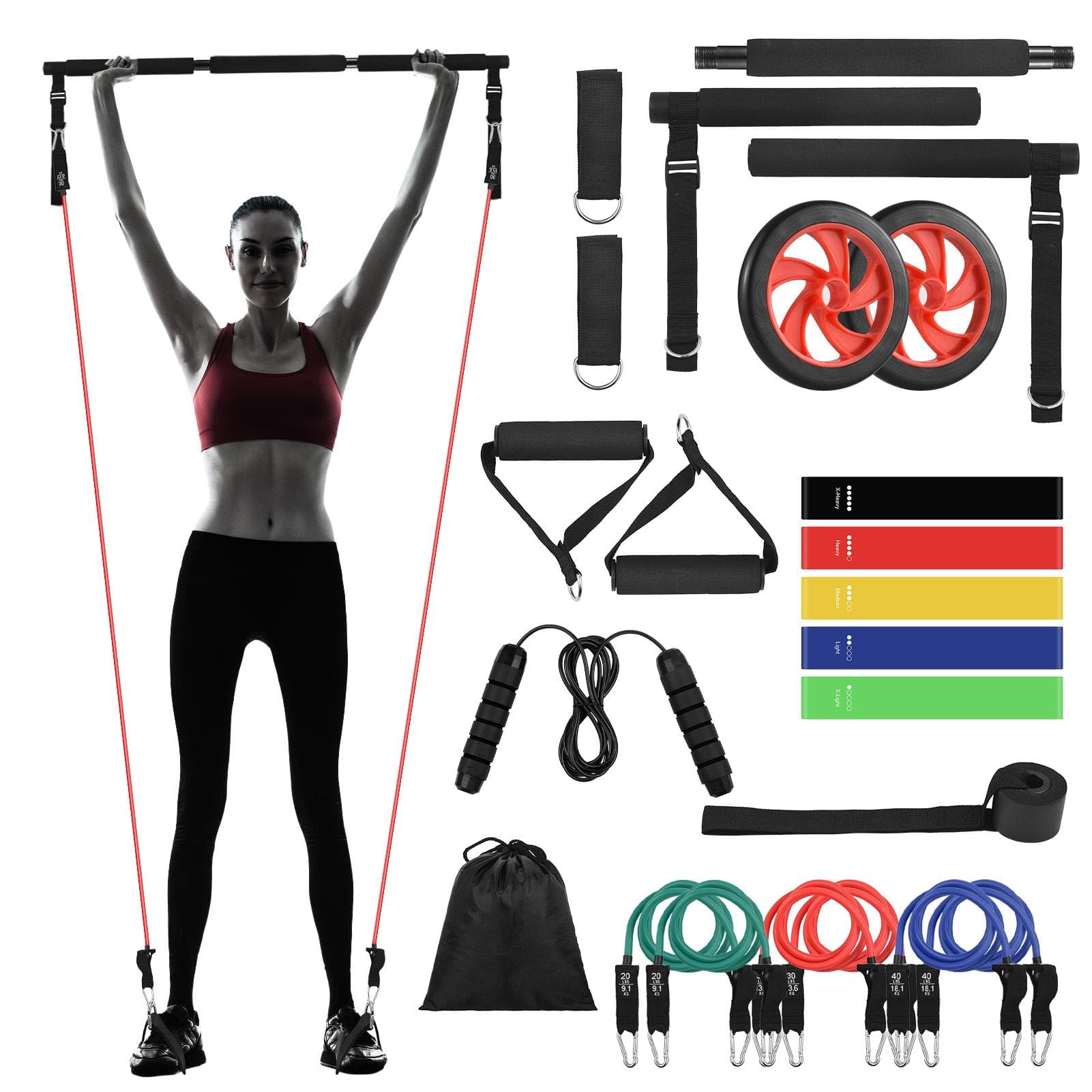 23 stücke 180lbs Widerstand Band Kit Multifunktionale Pilates Bar Kit Ganzkörper-Workout Ausrüstung