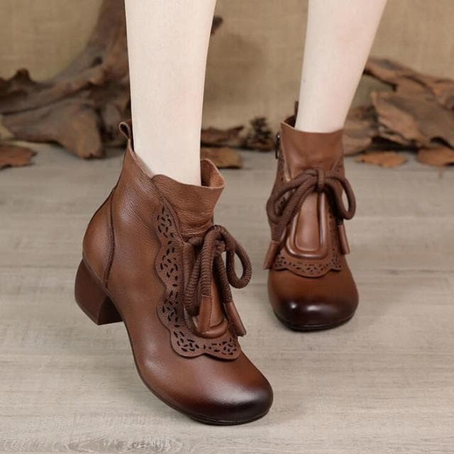 Schuhe Damen Stiefel Round Toe Handmade Concise Freizeit Nähen Knöchel Plateaustiefel cm