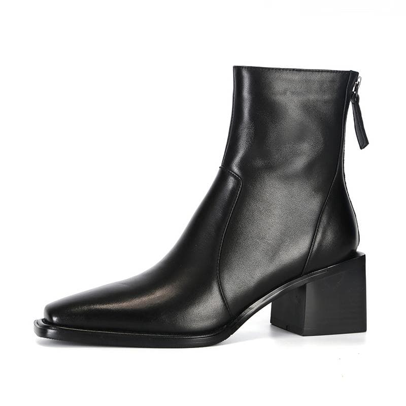 Krazing Pot Damen Chelsea Stiefel aus Rindsleder, Frühlings- und Winterschuhe, dicke High Heels, Reißverschluss, Stiefeletten cm braun