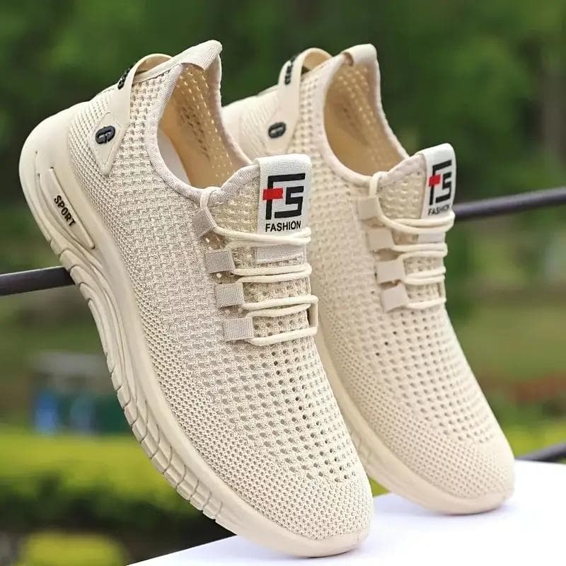 Atmungsaktive Strick-Laufschuhe für Herren - Bequeme Slipper mit Gummisohle zum Wandern, für Freizeit und Outdoor cm schwarz