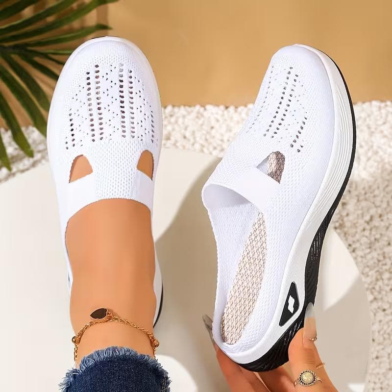 Neue Damen-Sandalen zum Hineinschlüpfen für den Außenbereich, hohle Freizeitschuhe mit weichen Sohlen für Komfort, Halbschuhe. cm licht lila