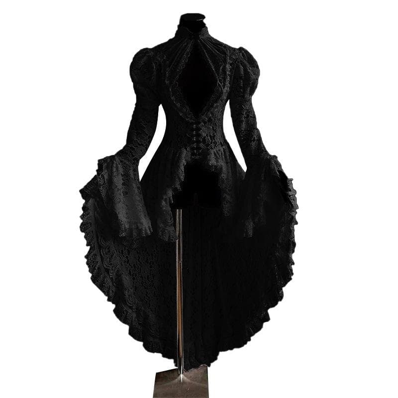 Mittelalterliche Strickjacke mit Vintage-Spitze für Damen und elegantes, langes, plissiertes viktorianisches Ballkleid cm weiß