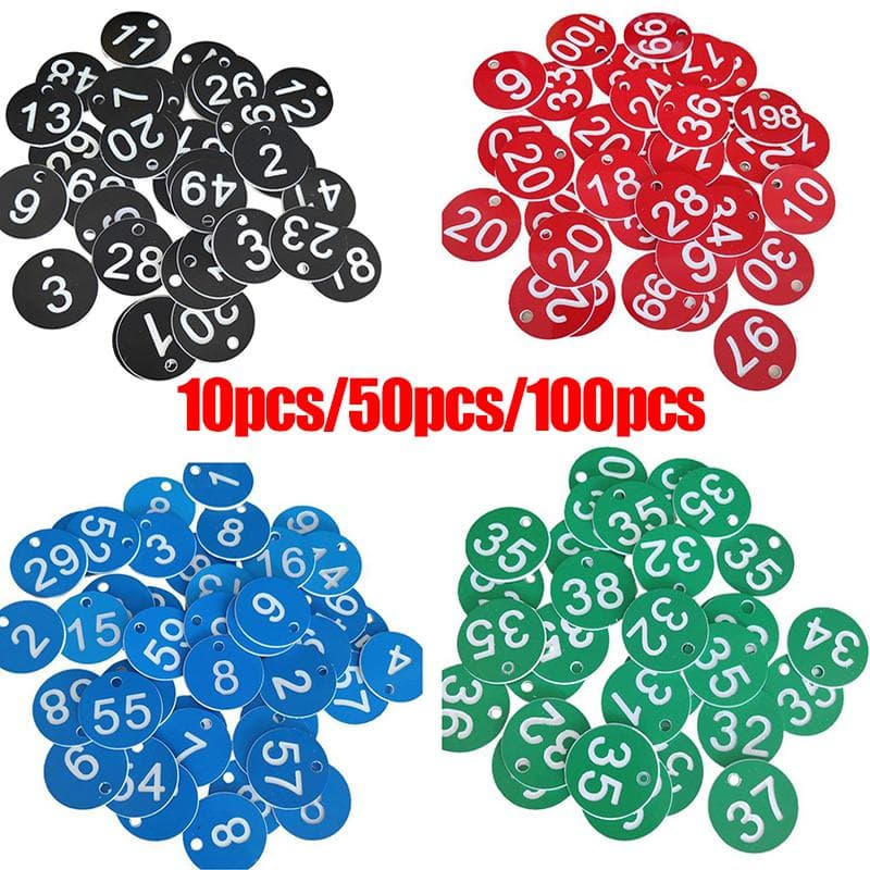 10/50/100PC Red Bee Hive Rundes nummeriertes Schild Beehive Tags Etiketten mit Loch ABS Imkereibedarf cm
