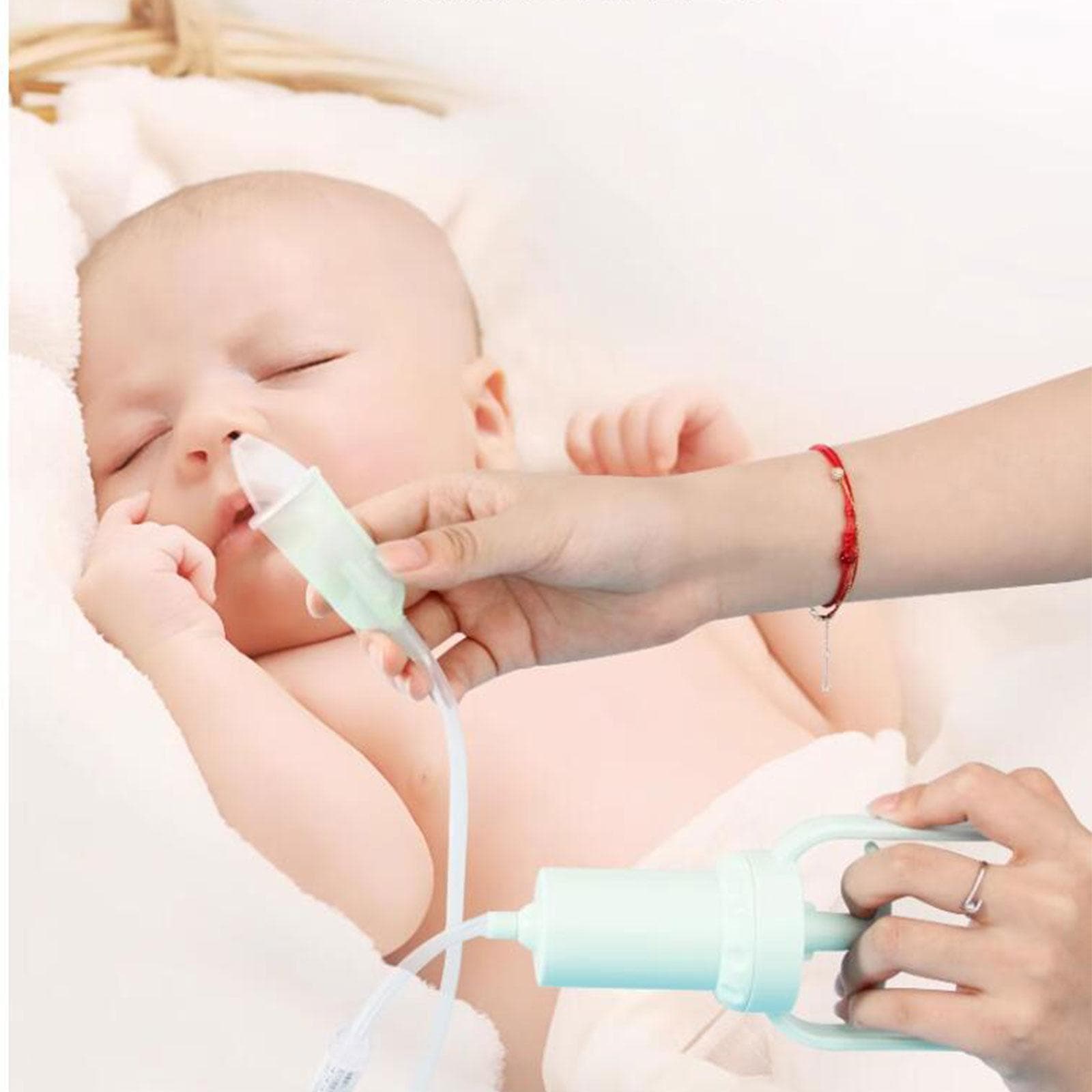 Nasensauger für Babys, Hand-Nasenreiniger, sicheres und bequemes Nasenreinigungsgerät zum Reinigen einer verstopften Nase grün