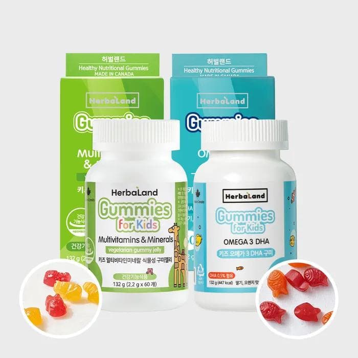 Kinder-Multivitamin + Kinder-Omega-3 Pflanzliche Gummibärchen 2 Sorten je 1 Flasche