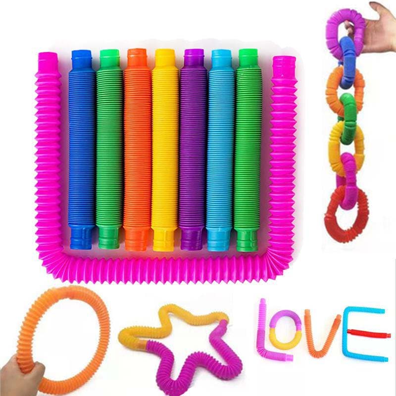 Fidget Pop Tube Toys Sensorisches Stretchrohr Dekompression Stressabbau Kinder Erwachsene Sound Sensorisches Werkzeug gelb