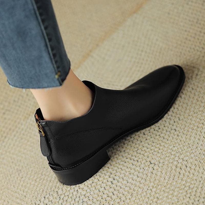 Krazing Pot Rindsleder Herbst Winter Schuhe Runde Zehe Große Größe Dicke Med Heels Slip On Chelsea Boots Frauen Stiefeletten cm braun