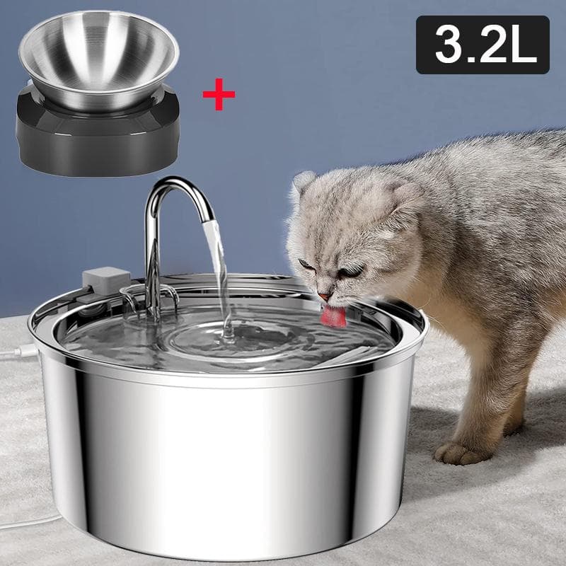 3,2 L Edelstahl Katzentrinkbrunnen Filter Auto Sensor Haustiertrinker Für Haustiere Katzen Hunde Wasserspender Edelstahl Katzennapf