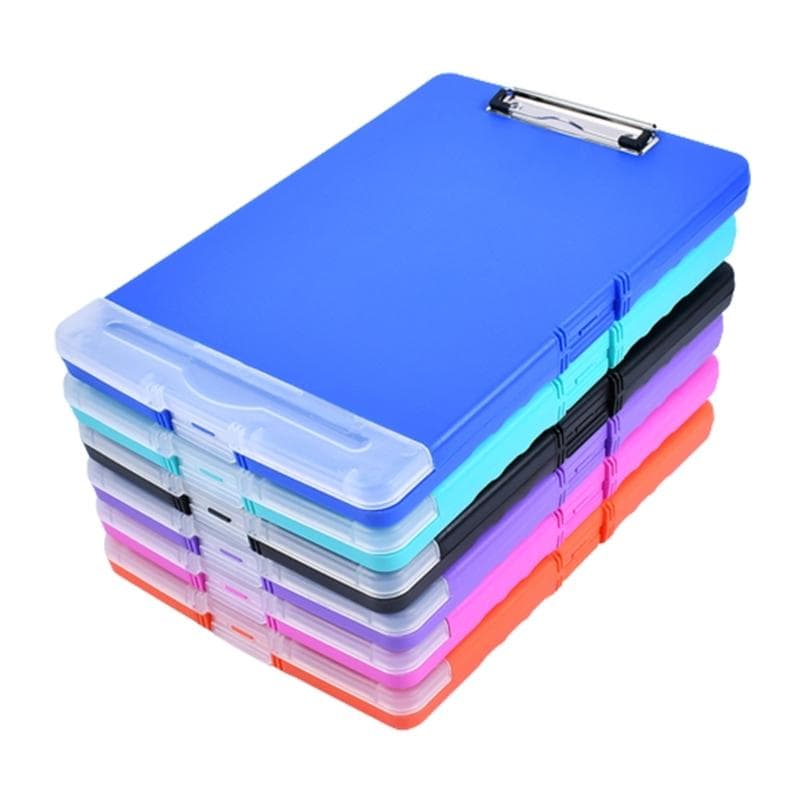 Multifunktionaler Aktenordner mit Klemmbrett und Schreibwarenbox, tragbare Akten-Organizer-Box für Schüler, Lehrer, Schule violett