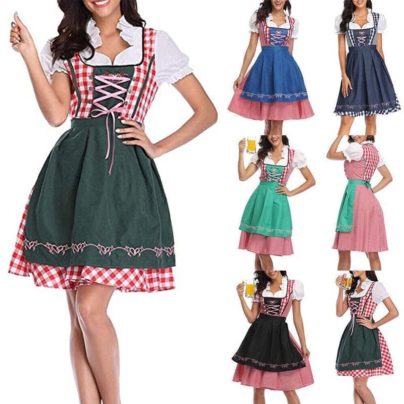 Deutsches bayerisches Dirndl-Kleid, Oktoberfest-Kostüm, Biermädchen-Kostüm cm dunkelgrüne