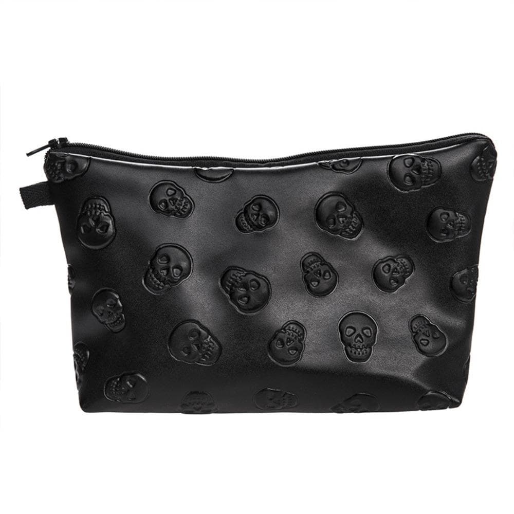 PU-Leder Totenkopf Schminktasche Geschenk Vampir Aufbewahrung und Waschen Make-up Organizer Wasserdicht Horror Gothic Schminktasche Damen Herren