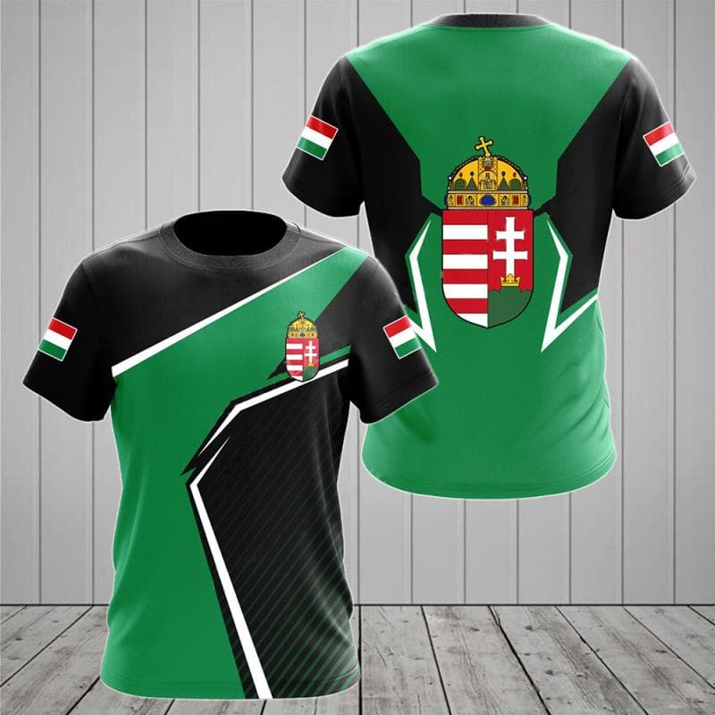 Ungarn Flagge Print Herren T-Shirt Unisex Hochwertige Kurzarm Tops T-Shirts Rundhals Street Casual Übergroße Herrenbekleidung cm