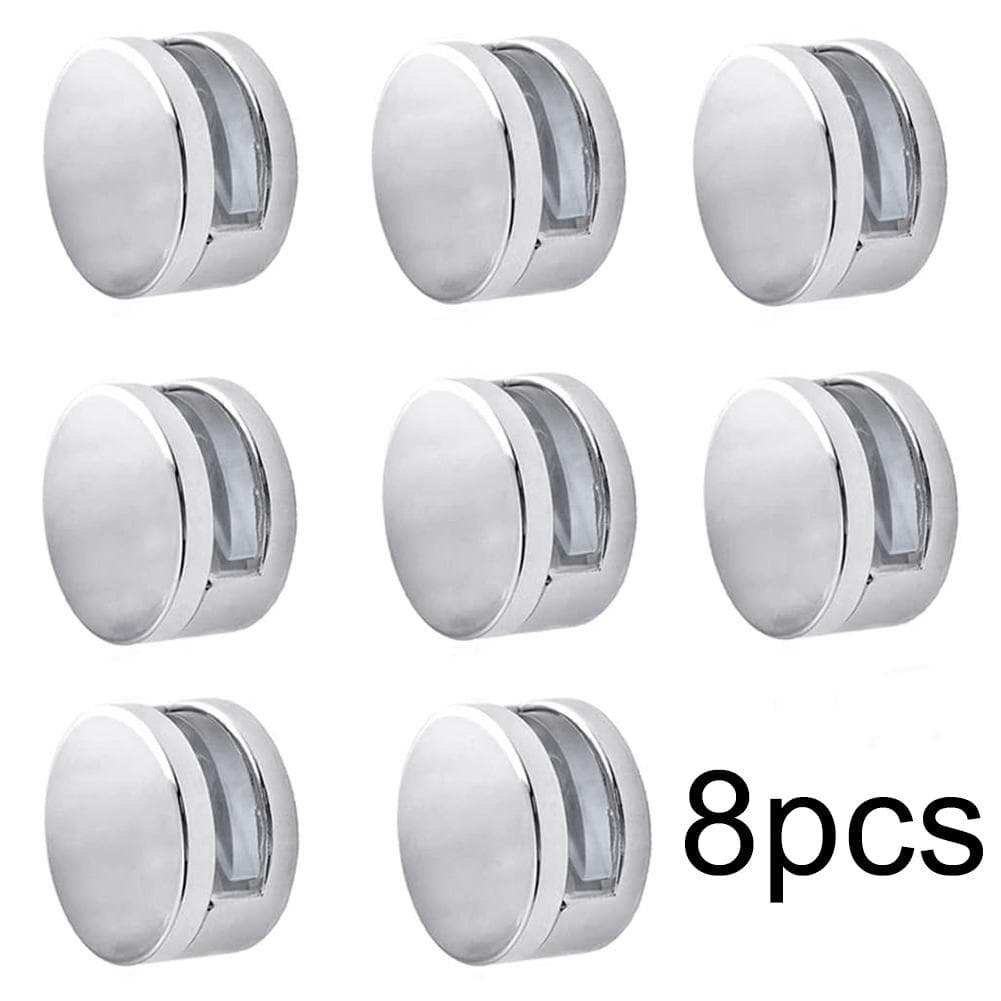 8 Stück 22 mm/27 mm runde Glasklemmen aus Zinklegierung für Badezimmerspiegel, enge Clips, Halter