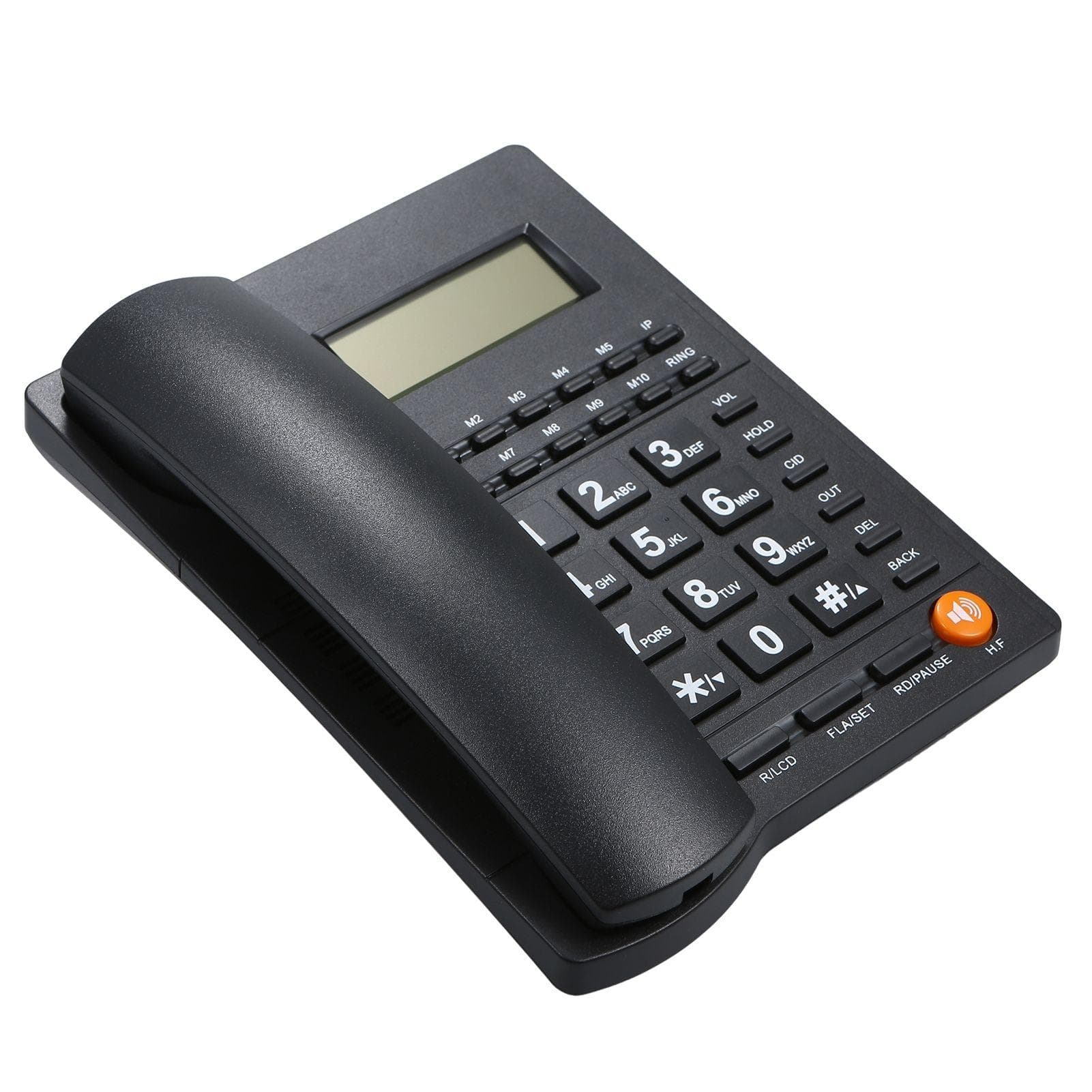 Schnurgebundenes Tischtelefon, Festnetztelefon mit Anruferkennung, LCD-Bildschirm, verstellbar schwarz