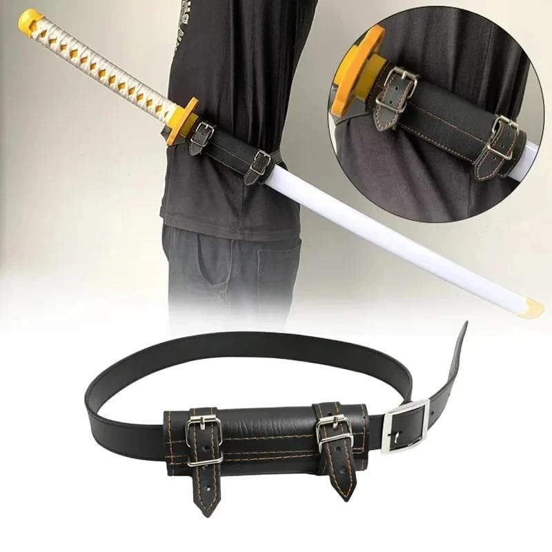 Katana-Gürtel, Schwertholster für Demon Slayer, Pu-Leder, Taillenscheide, Scheidenhalter, Cosplay-Zubehör, mittelalterlicher Schwerthalter