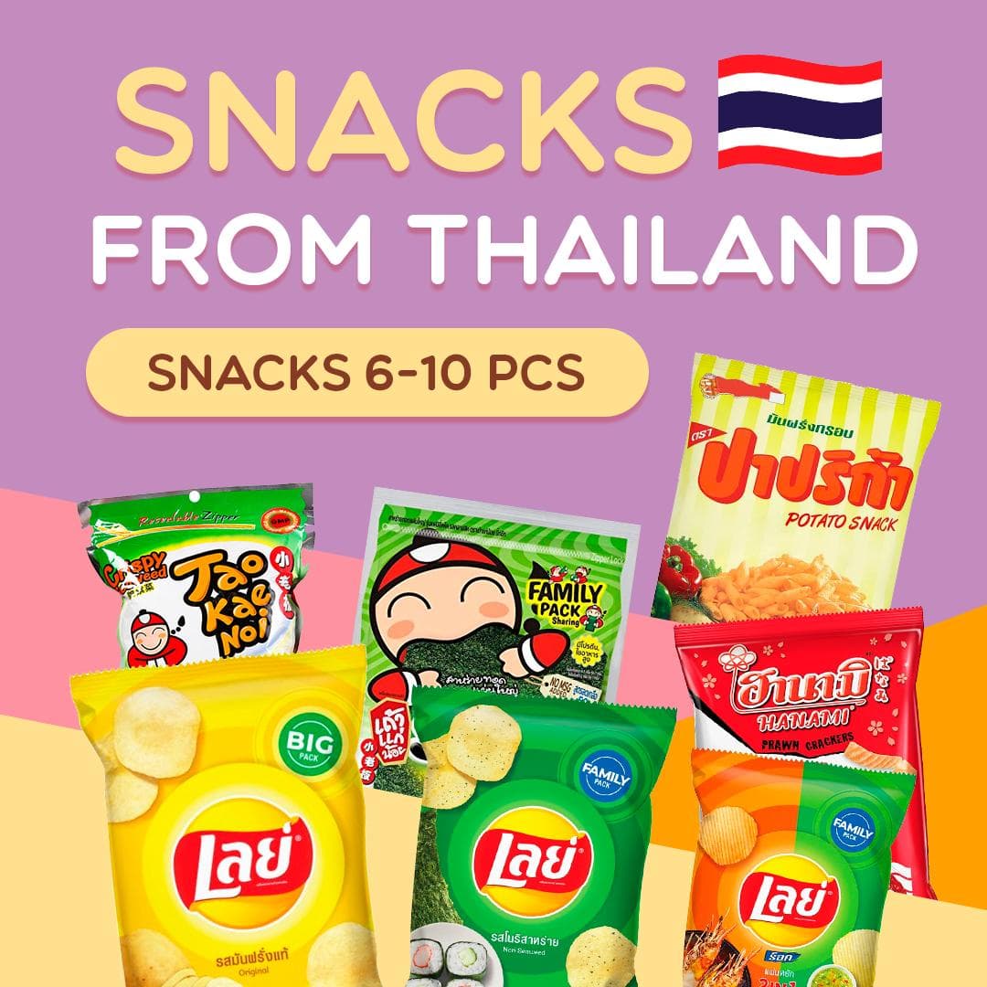 HAAR Überraschungsbox [Glücksbox] Probieren Sie thailändische Snacks aus Thailand (6-10 Stk)
