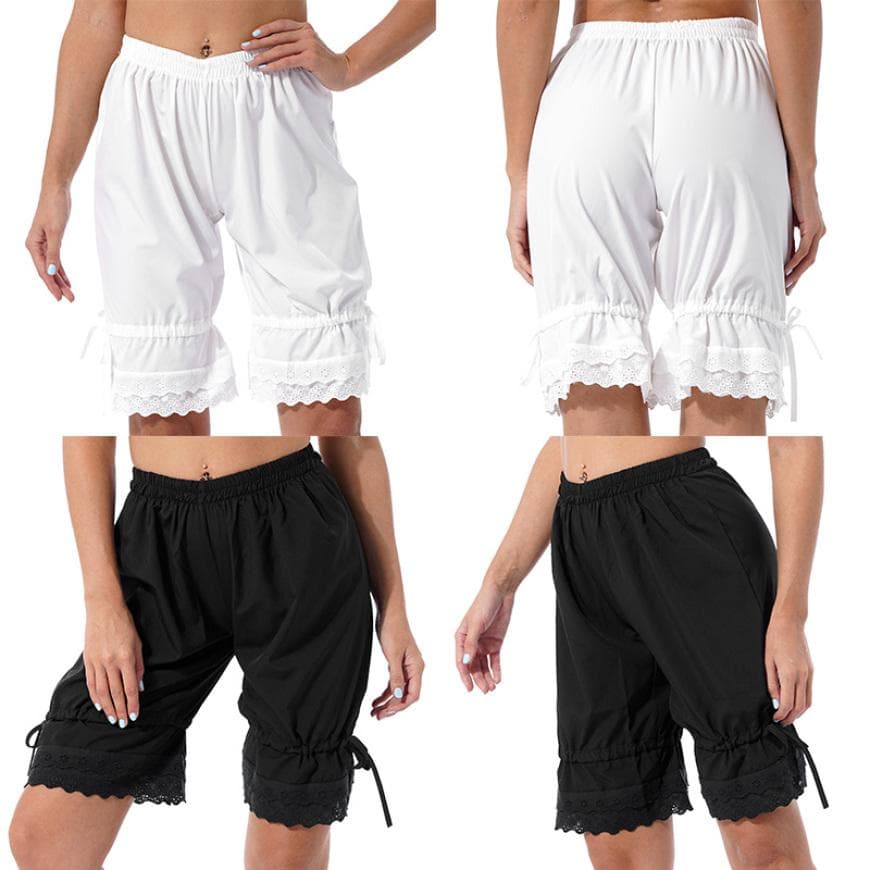 Vintage Unterwäsche Shorts Lady Girl Rüschen Schleife Pumphose Hose Historisches Halloween Cosplay Kostüm cm weiß