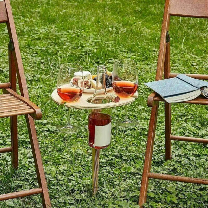 Table de pique-nique portable Porte-verres à vin Table à vin d'extérieur Table pliable.