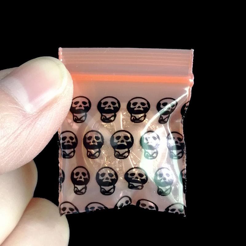 100 Pièces 3*4Cm Orange Crâne Épaissi Petit Sac Ziplock Poche Scellée Médicament Ba