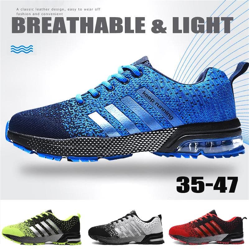 Herren Damen Ultraleichte, atmungsaktive Sportschuhe zum Laufen, bequeme Mesh-Sneaker, 35–47 cm schwarz grau