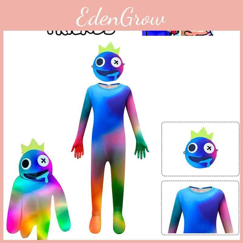 Roblox Rainbow Friends Cosplay-Kostüm: Farbenfroher und strapazierfähiger Kinder-Overall für die Halloween-Party 120cm