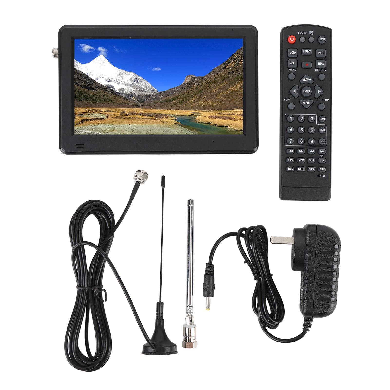 6 Zoll Tragbarer Fernseher Farbe TFT LED USB-Anschluss Wiederaufladbarer Batteriebetriebener Taschen-Digitalfernseher kaffeebraun