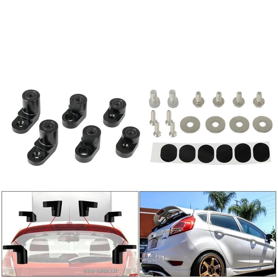 Für 2014-Up Ford Fiesta ST Heckflügel Spoiler Erhöhung Lift Verlängerung Schwarz Aluminium