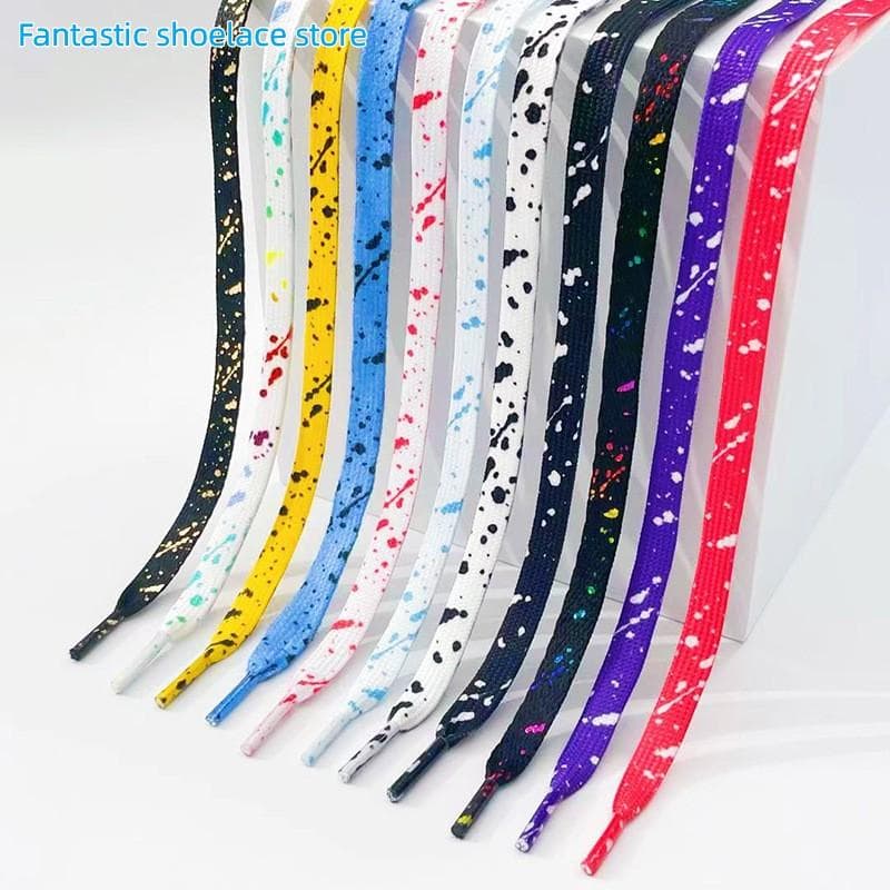 Nr. 8 Bunte Splash Ink AF1 Schnürsenkel Damen Vergoldung Herren Rot Schwarz Handbemalt Sport Casual Basketballschuhe Schnürsenkel 100/120/140/160