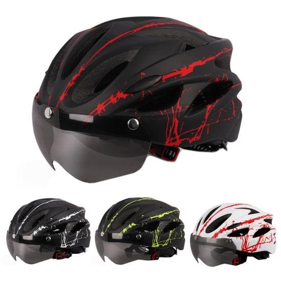 Unisex-Helm für Erwachsene mit ultraleichter Fahrradbrille für Outdoor-Sportarten weiß/schwarz