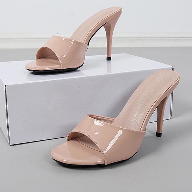 2025 Sommermode High Heels Sandalen Frauen Party Schuhe Büro Dame offene spitze Marke Damen Dünne Absätze 9cm Schwarz Rot Beige Plus Größe 42 cm
