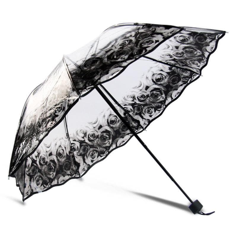 Transparente Regenschirme für Damen zum Schutz vor Wind und Regen, transparenter 3-fach-Regenschirm, klares Feld, Haushalts-Regenausrüstung