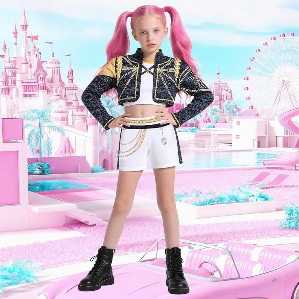 Mädchen Kinder K-Pop Dämonenjäger Zoey Rumi Mira Cosplay Kostümset Ausgefallenes Kleid Idol Film Cosplay Kinder Halloween Karneval Anzug cm