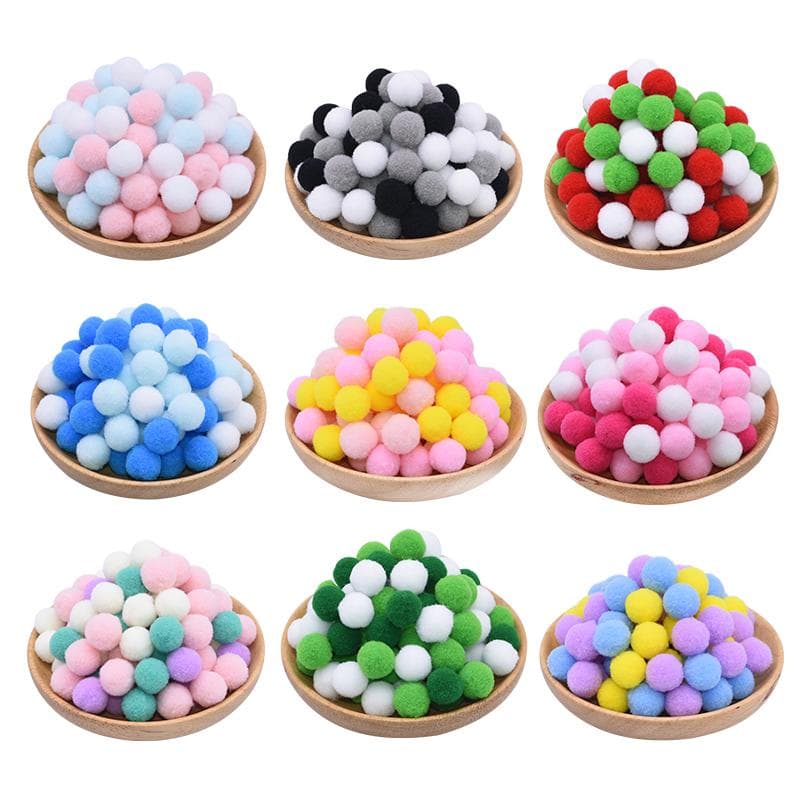 100 Stück 15–25 mm bunte Pompons zum Selbermachen, Puppen, Kleidungsstück, handgefertigt, Material, weich, flauschig, Pompons, Ball für DIY,