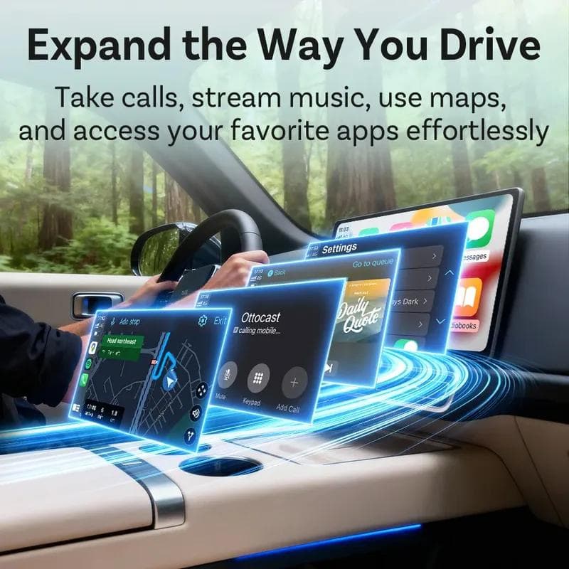 Adaptateur Sans Fil OTTOCAST Mini Dot CarPlay Android Auto Dongle 2 en 1 Wifi 5.2 Plug and Play Accessoires de Voiture pour Totoya VW Benz