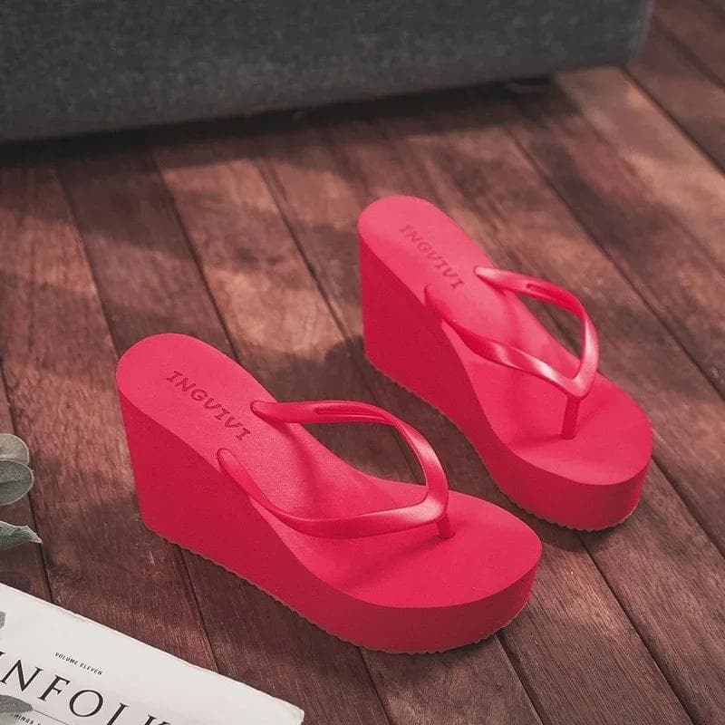 Mode Damen Schuhe Komfort Sommer Damen Keilabsatz Plateau Pantoletten Outdoor Sport Strand Flip Flops Offene Zehen Freizeitschuhe 2024 cm schwarz