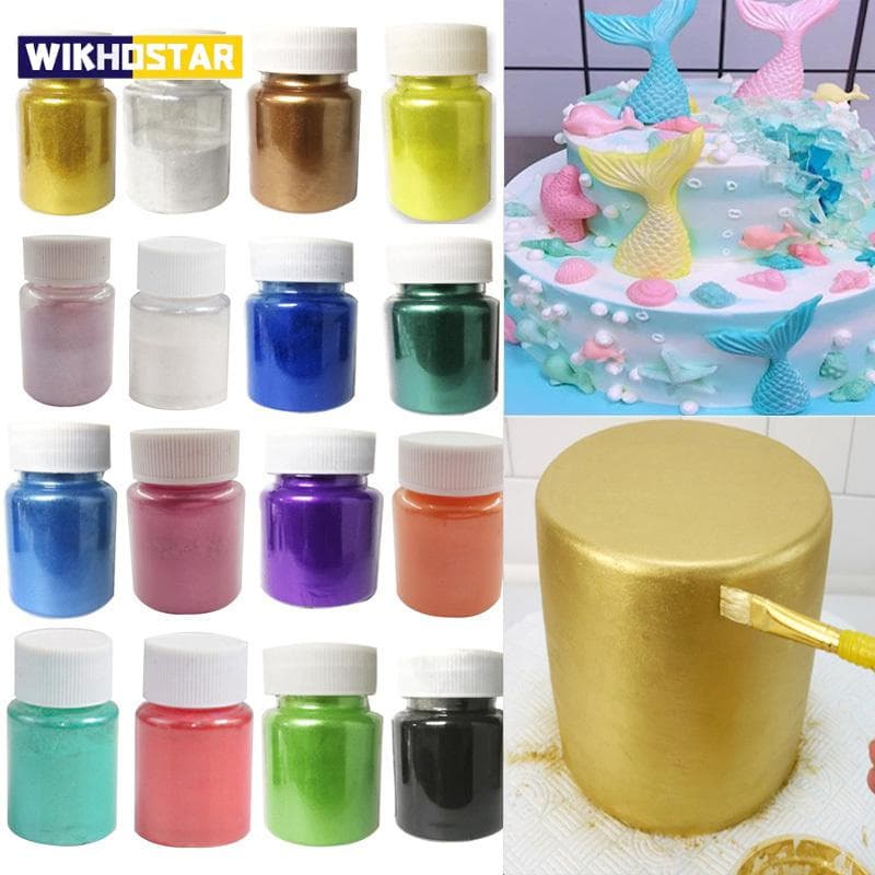 15g/Flasche Gold und Silber Farbstoff Glitter Pulver Mousse Kuchen Macaron Schokolade Süßwaren Gebäck Backen Kuchen Dekoration himmelblaue