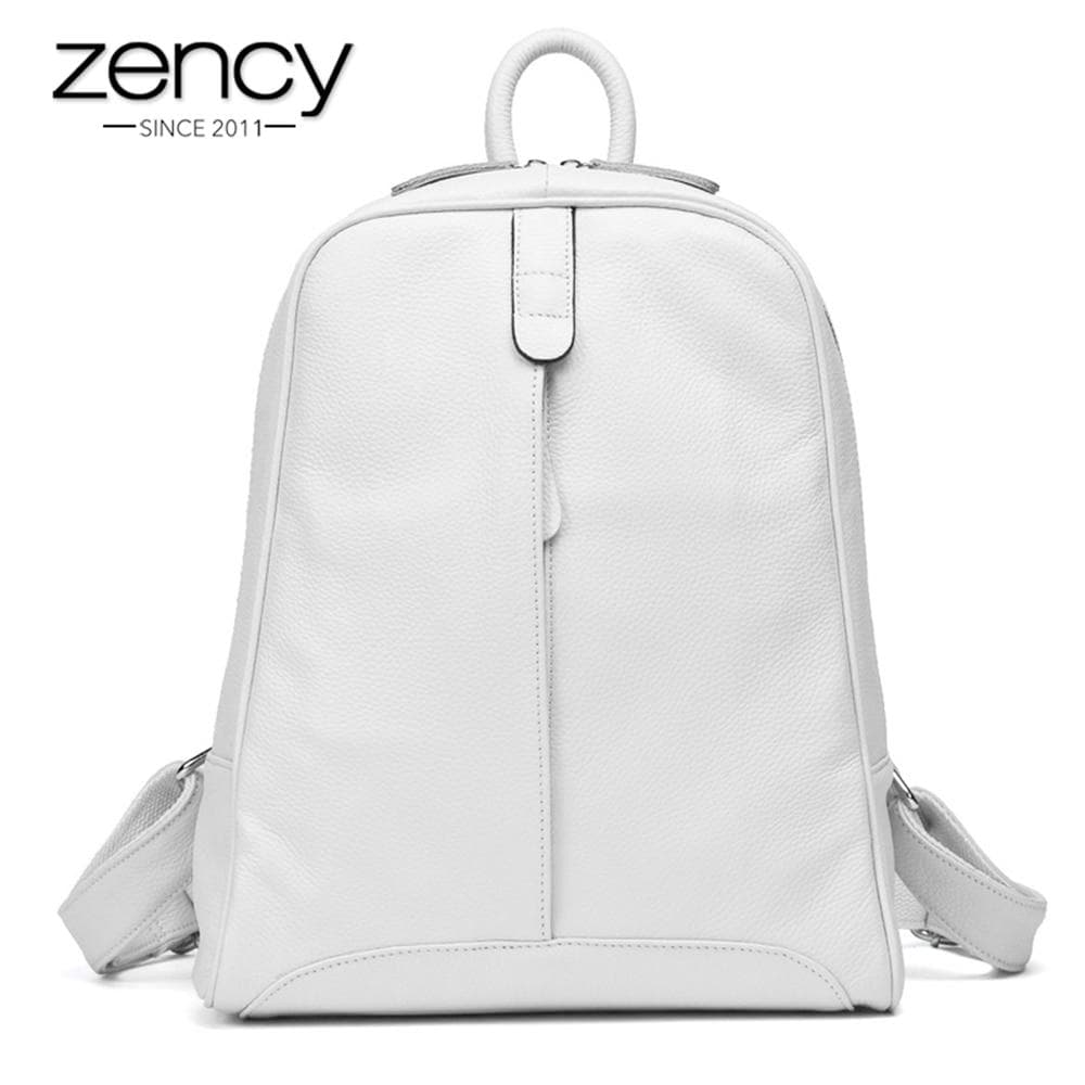 Zency 100 % weiches echtes Leder, modischer Damen-Rucksack, lässige Reisetasche, Adrette, Mädchen-Schultasche, Notebook-Laptop-Rucksack hellblaue