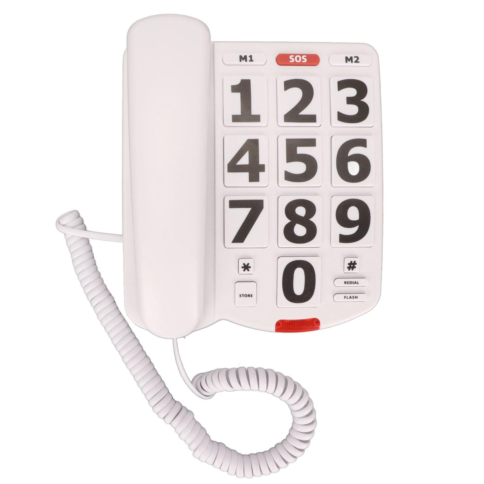 Schnurgebundenes Großtastentelefon mit großer Lautstärkeregelung Wahlwiederholung für die letzte Nummer Schnurgebundenes Festnetztelefon für