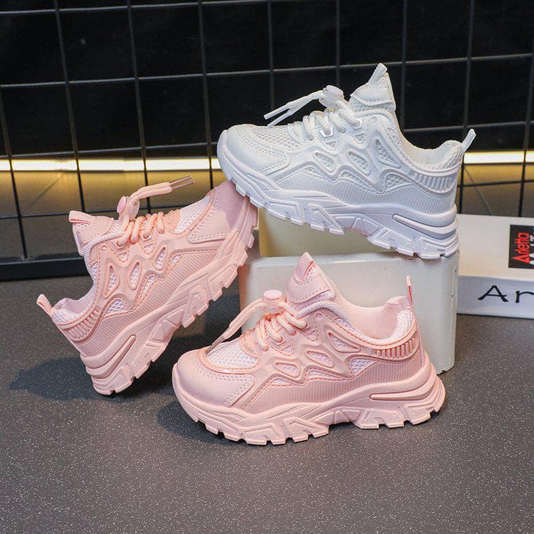 Mädchen Mesh-Sneakers: Atmungsaktive Freizeitschuhe für Frühling & Herbst, ideal für Kinder. cm weiß