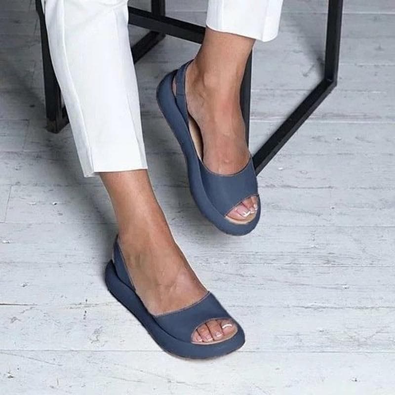 Sommer Neue Europäische Damenschuhe Strandsandalen Plattform Fischmaul Flache Sandalen Damenmode Dias Dicke Sohle Große Größe 43 cm orange
